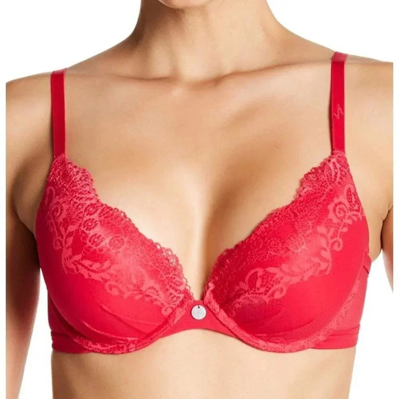 32B DKNY 453237 Perfect Profile Push-Up T-Shirt Underwire Bra Red NWT NEW WITH - Picture 5 of 7